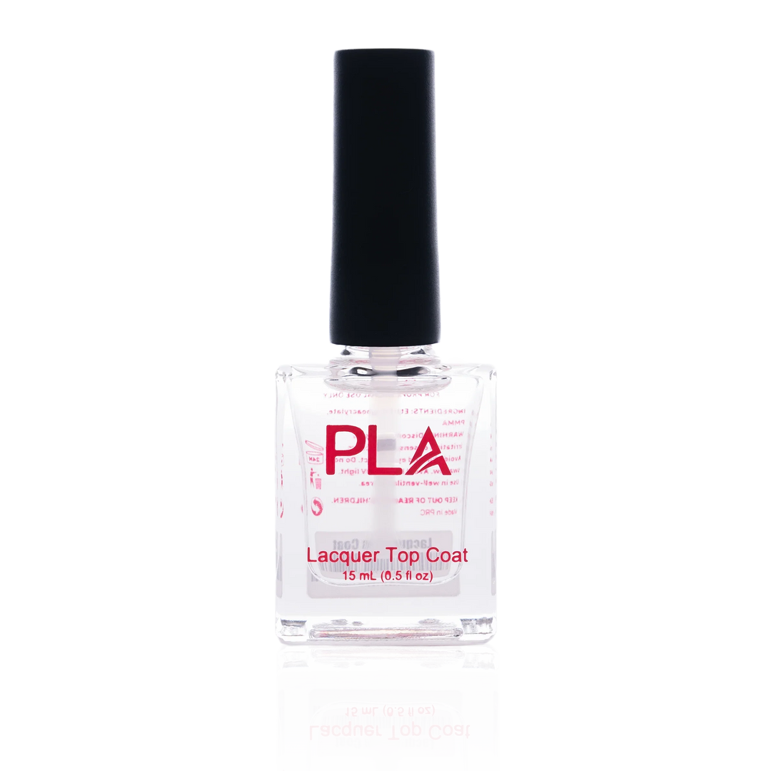 PLA Lacquer Top Coat Nail Polish (front view of bottle)