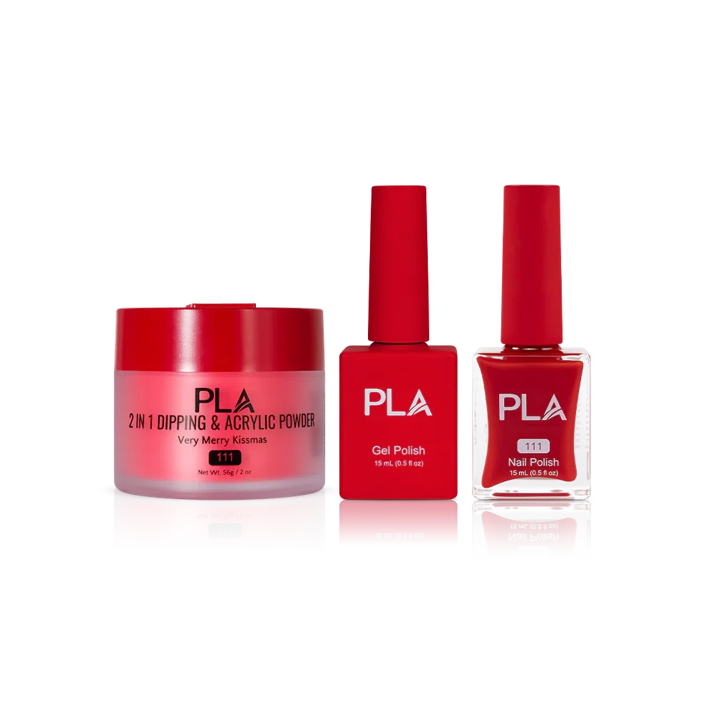 PLA Nail Trio Set (front view of gel polish, lacquer polish, and dip & acrylic powder jar)