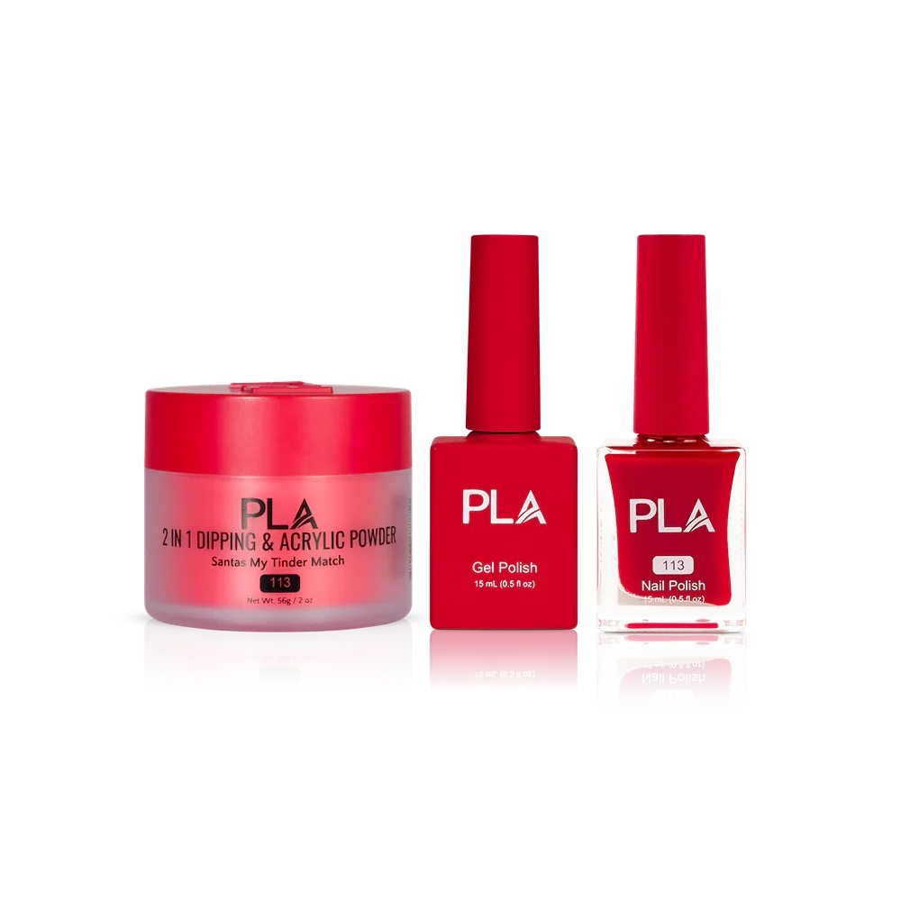 PLA Nail Trio Set (front view of gel polish, lacquer polish, and dip & acrylic powder jar)
