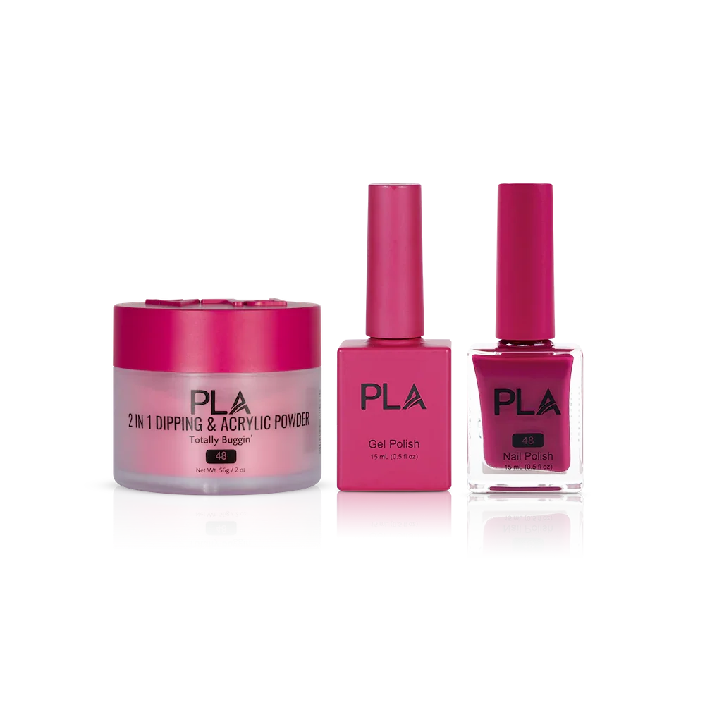 PLA Nail Trio Set (front view of gel polish, lacquer polish, and dip & acrylic powder jar)