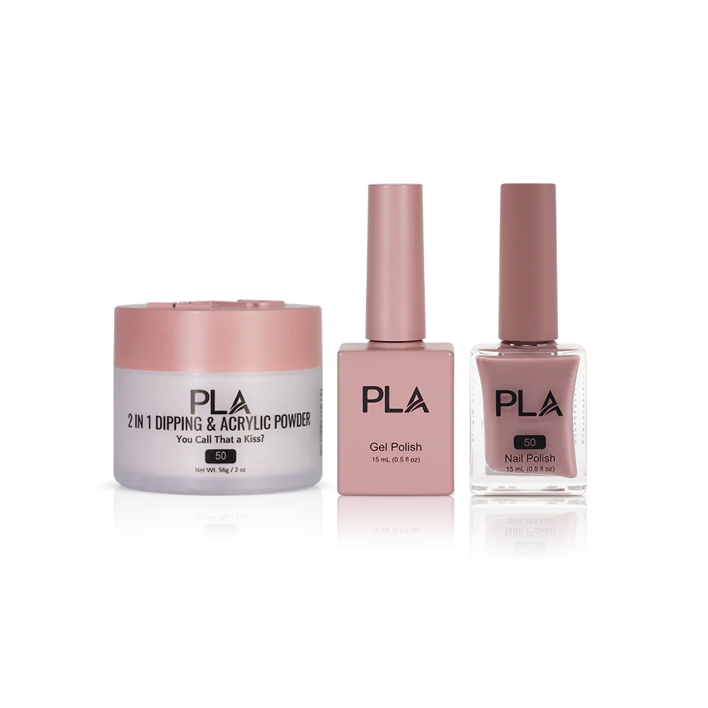 PLA Nail Trio Set (front view of gel polish, lacquer polish, and dip & acrylic powder jar)