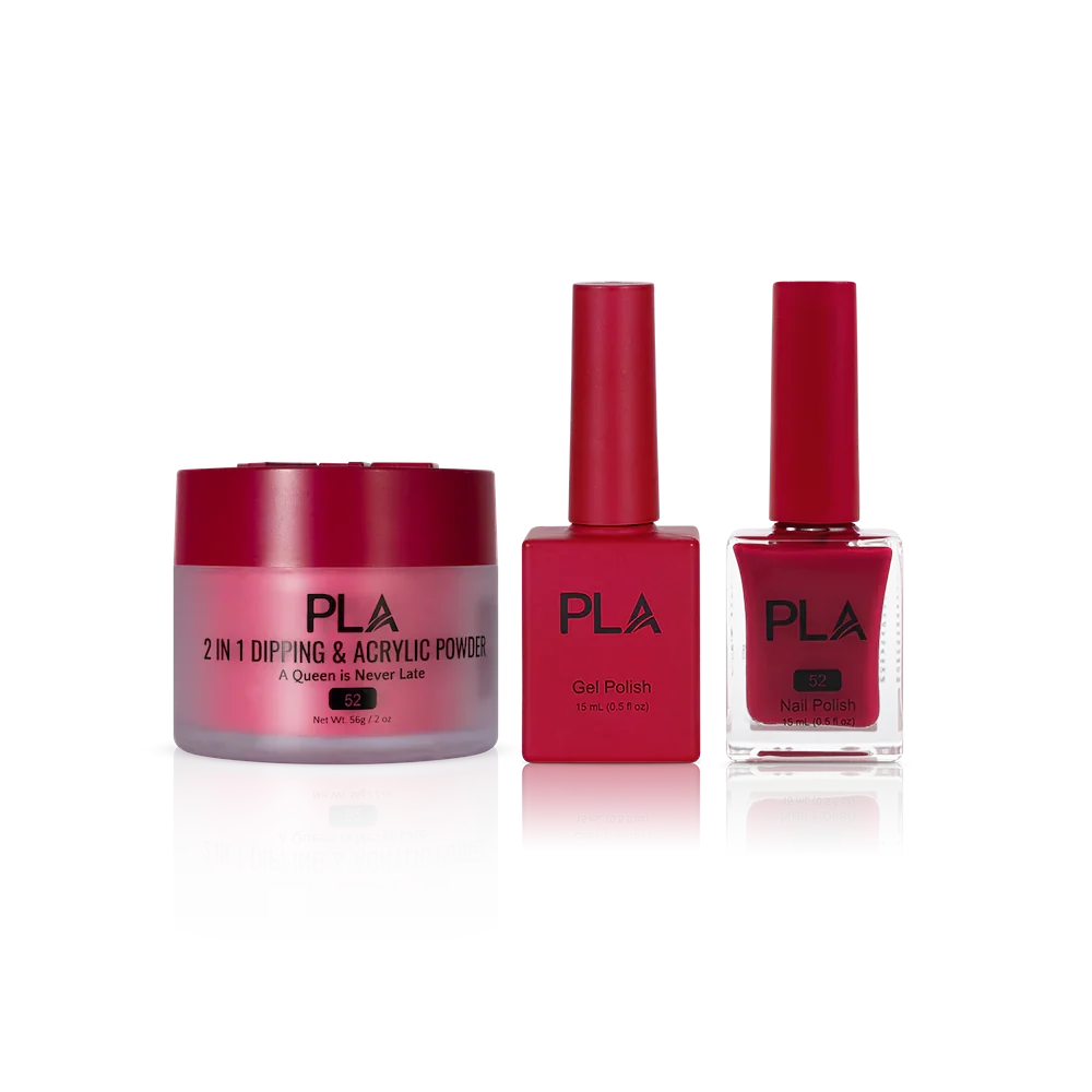 PLA Nail Trio Set (front view of gel polish, lacquer polish, and dip & acrylic powder jar)