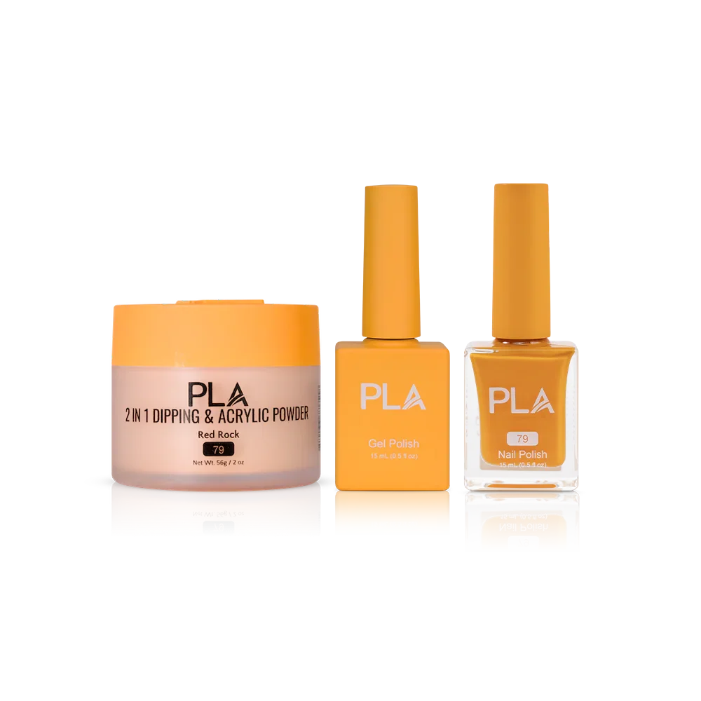 PLA Nail Trio Set (front view of gel polish, lacquer polish, and dip & acrylic powder jar)