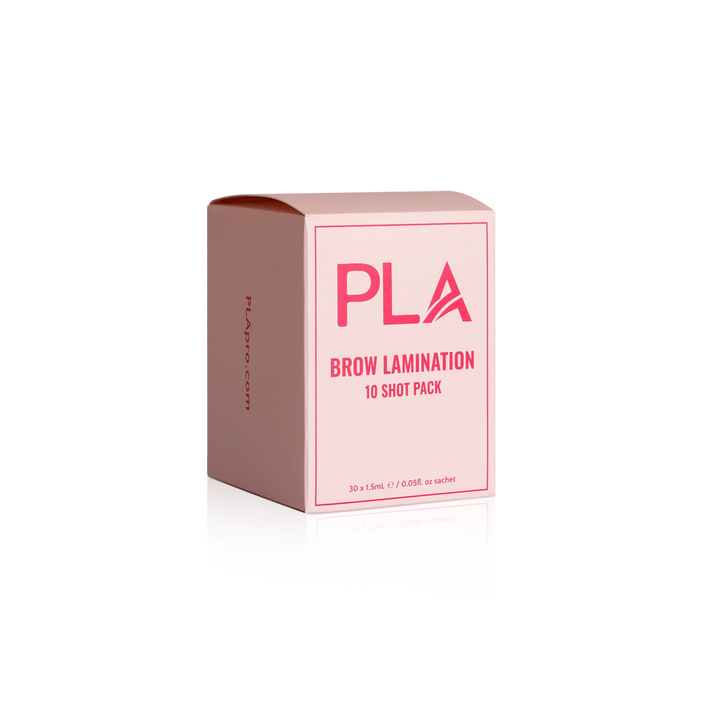 PLA's Brow Lamination Line: Brow Lamination 10 Shot Pack, (front side view of the box)