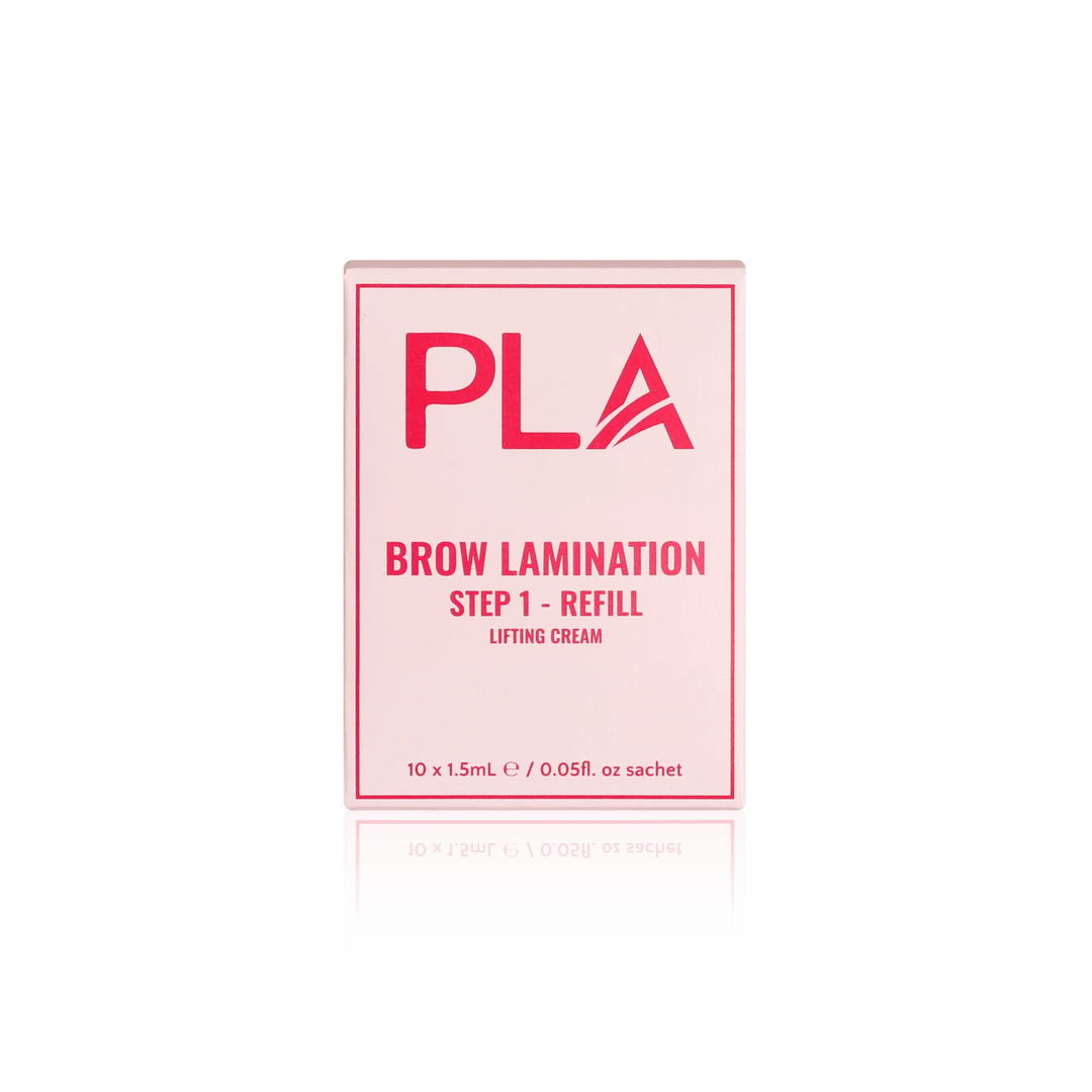 PLA's Brow Lamination Line: Brow Lamination Step 1 Refill Pack, (front view of the box)