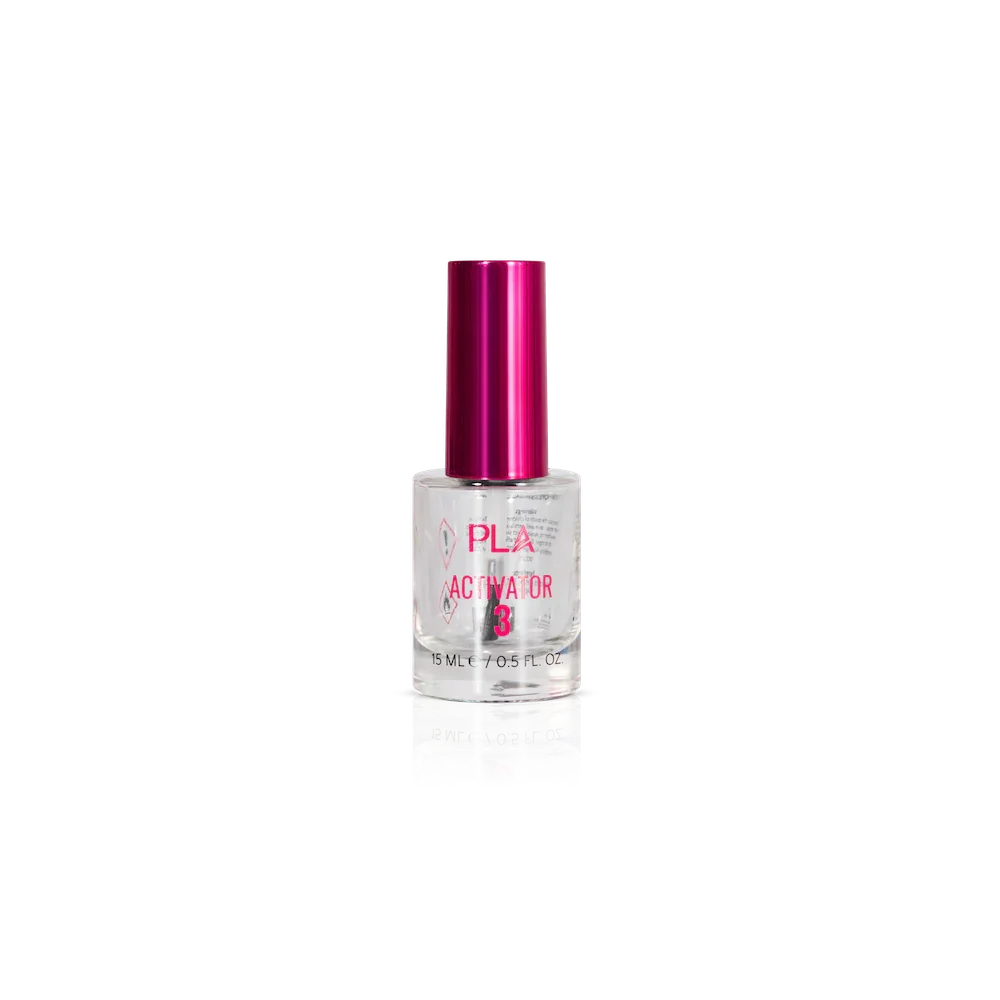 Nail activator from PLA Beauty Inc. (front view of the bottle)