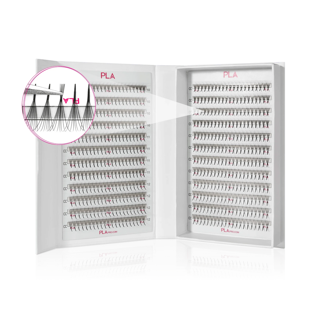 PLA ProMade Lashes — 2.0 (front of open lash box and close up of fan)