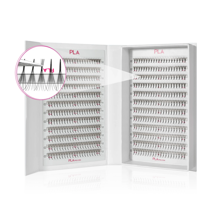PLA ProMade Lashes — 2.0 (front of open lash box and close up of fan)