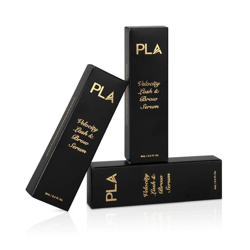 Velocity Lash & Brow Serum from PLApro: 6 mL (front view of three boxes)