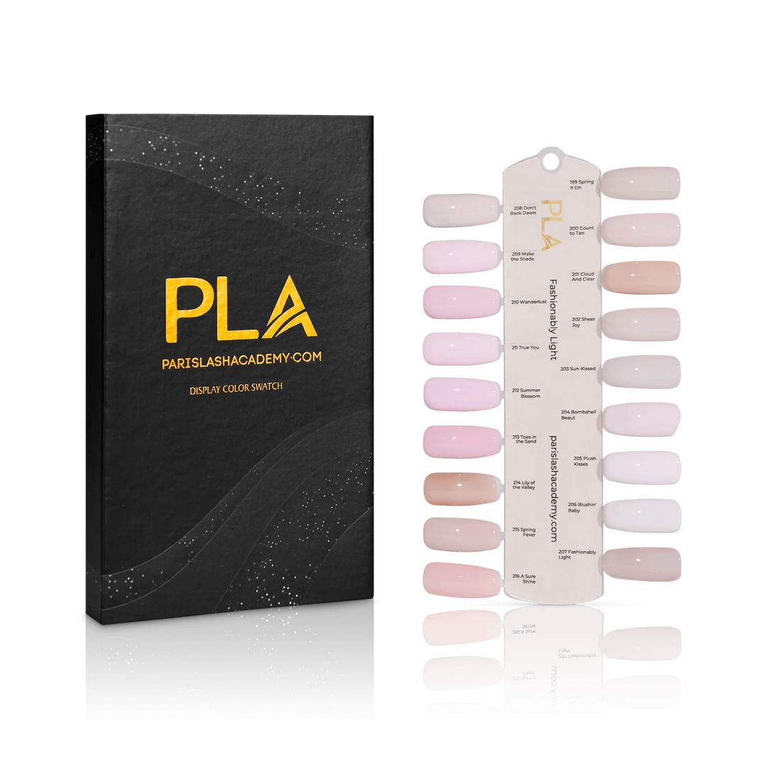 Sheer nail polish from PLA: Fashionably Light Collection, full collection swatch