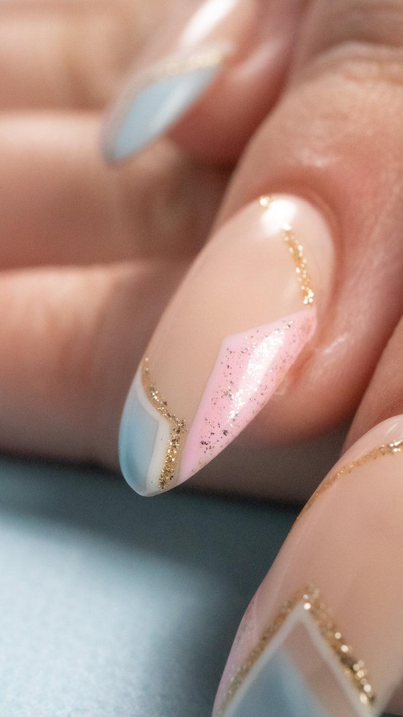 Gel liner nail art - PLA Gel Liner in blue, pink and gold 