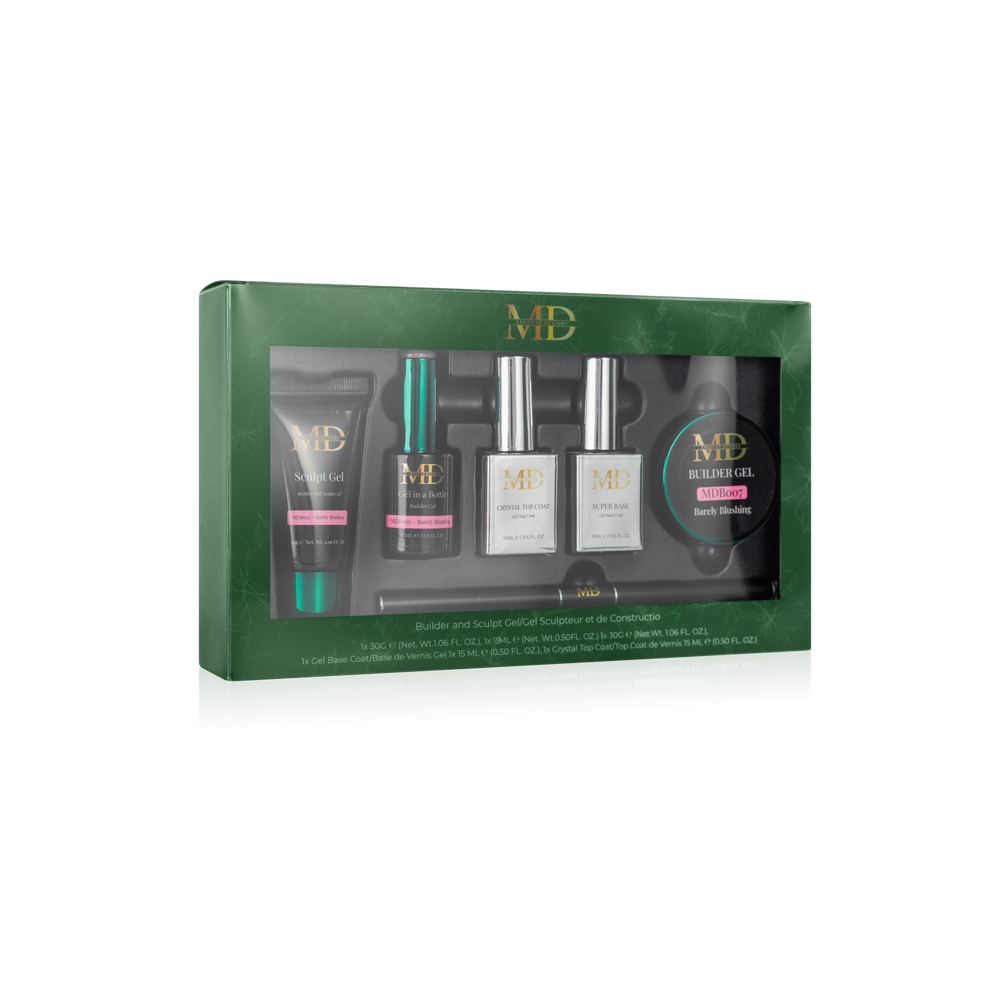 Set of gel products in a green box with 'MD' branding on a white background