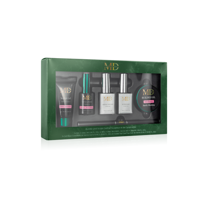 Set of gel products in a green box with &