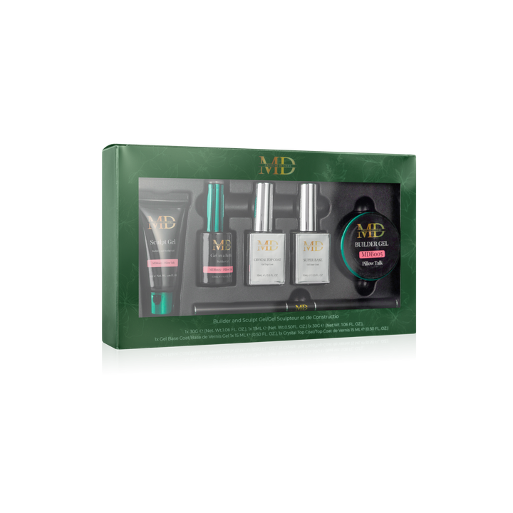 Set of gel products in a green box with &