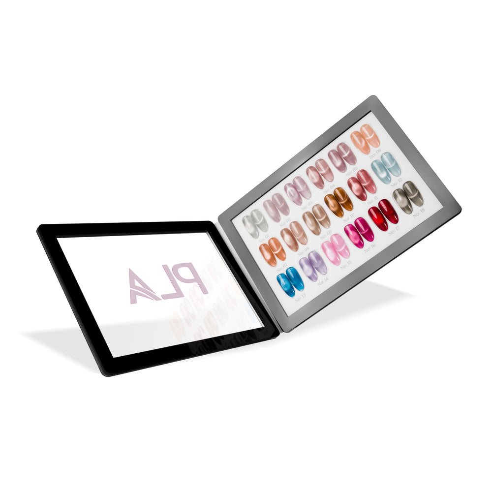 Color swatch book with nail tip color swatches on a white background