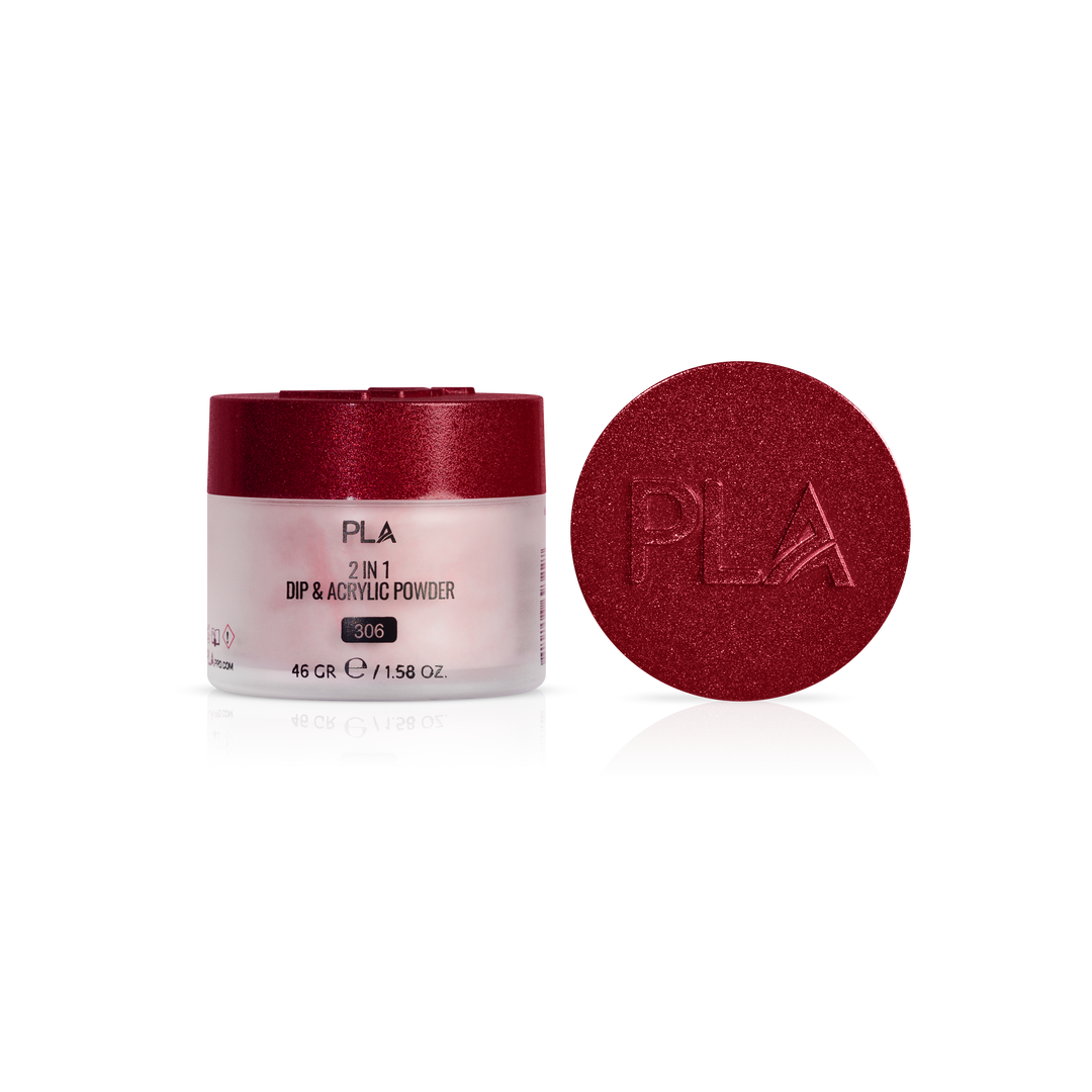 Jar of PLA 2-in-1 Dip &amp; Acrylic Powder with a red lid on a white background