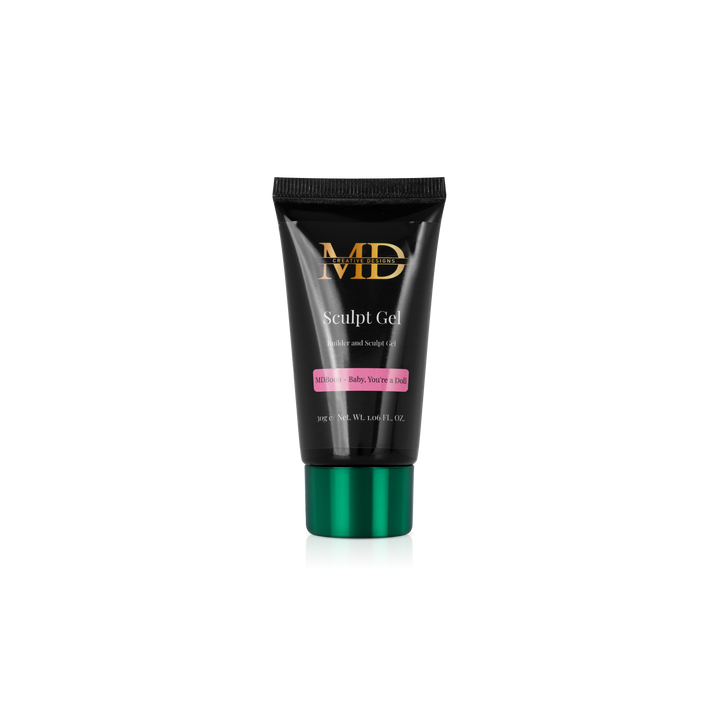 Black tube of MD Sculpt Gel on a white background