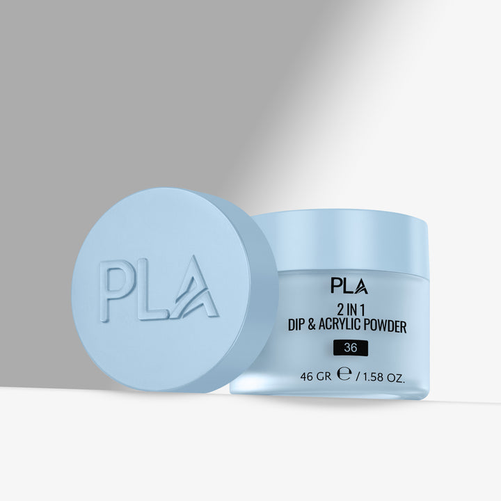 PLA 2 in 1 Dip &amp; Acrylic Powder container with light blue lid on a gray background