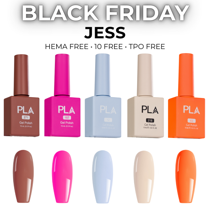PLA gel polish bottles in various colors with &