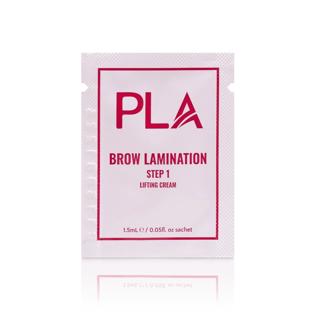 PLA's Brow Lamination Line: Brow Lamination Step 1 sachet, ( front view of the sachet)