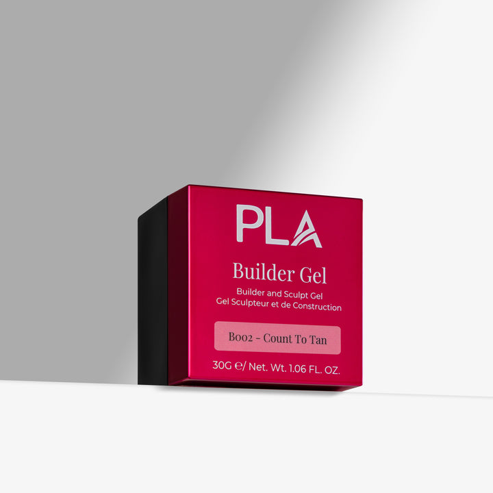 Pink box of PLA Builder Gel on a gray background