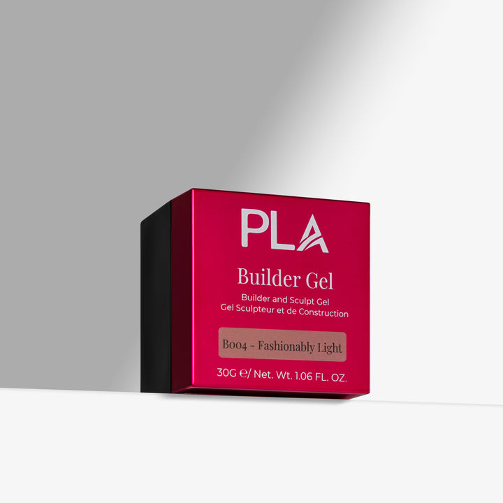 Pink box of PLA Builder Gel on a gray background