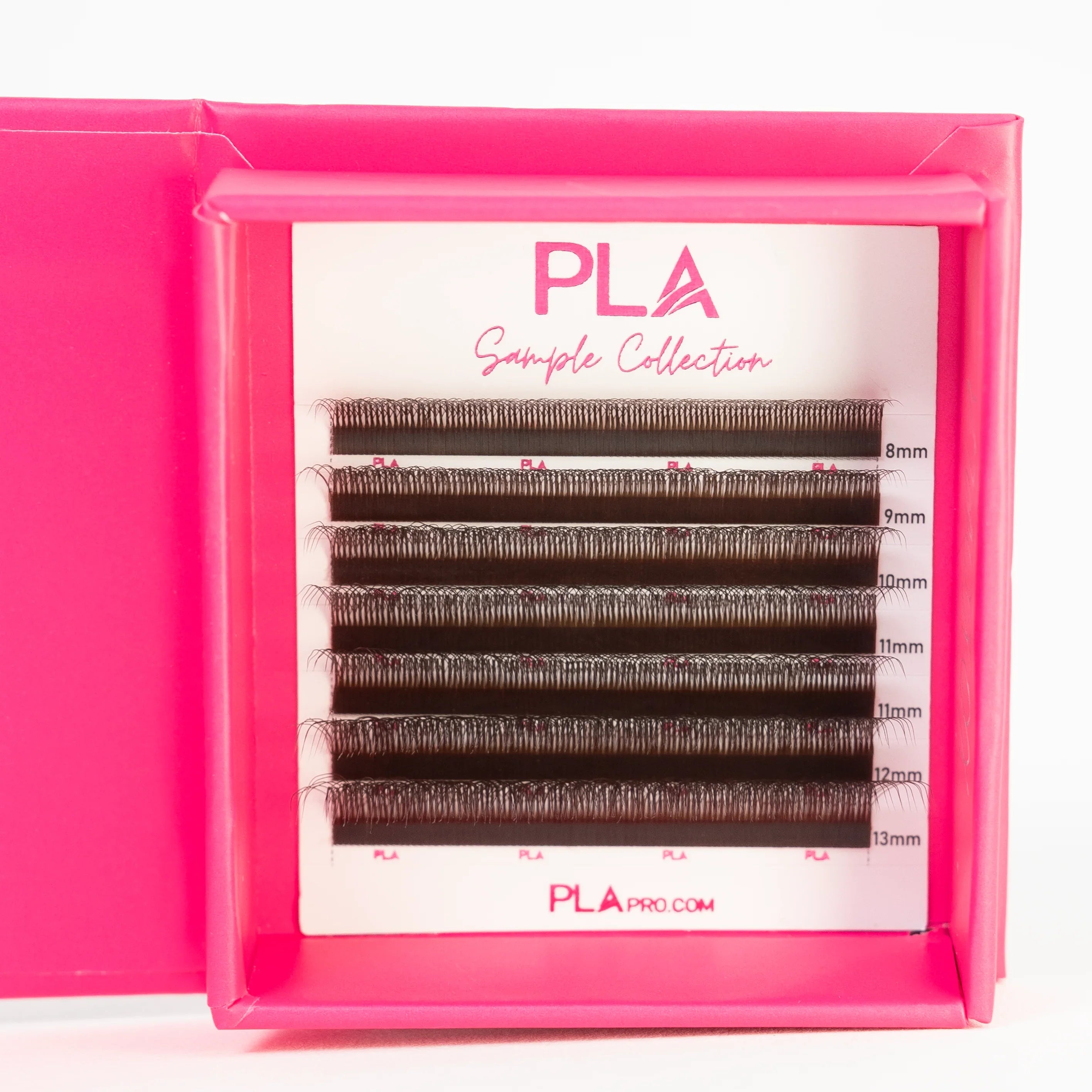 PLA Lash Extension Samples - Brown Fairy Lash Tray (front view of open lash tray)