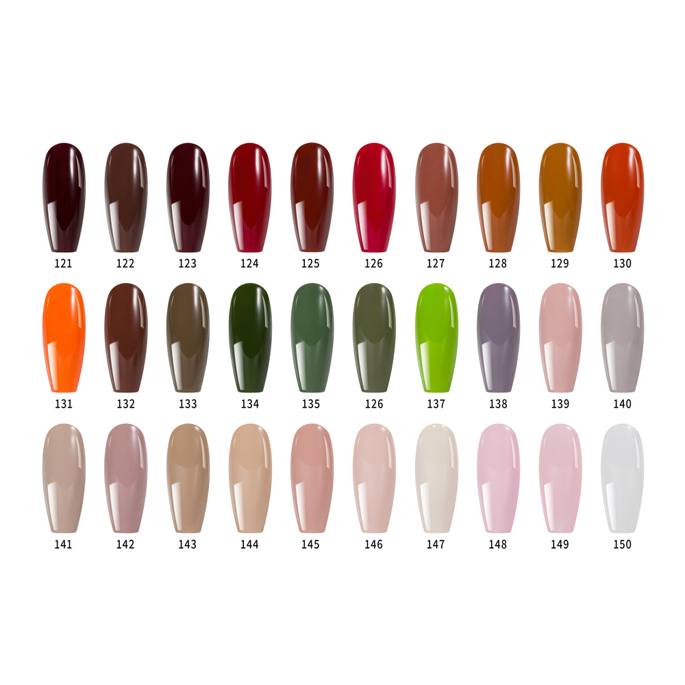 Color swatch of nail shades on a white background