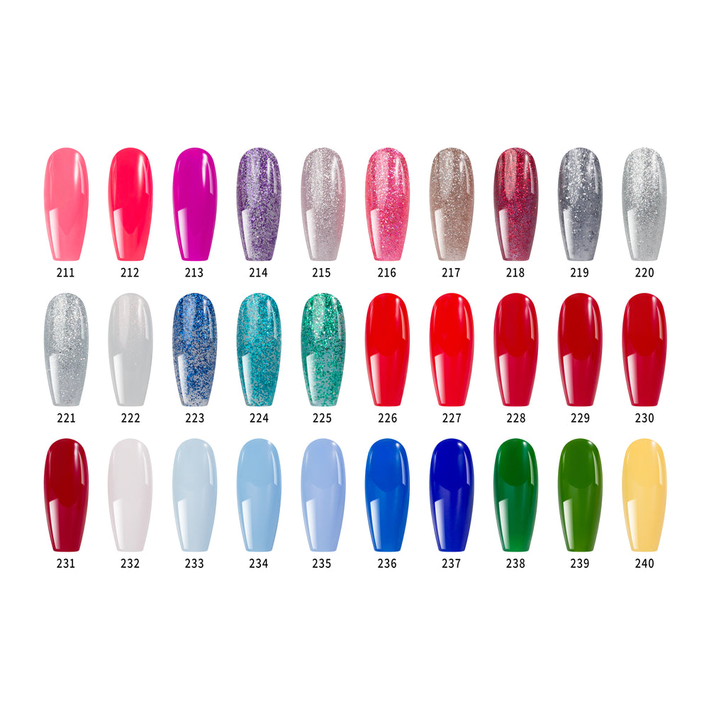 Color swatch of nail polish with various shades on a white background