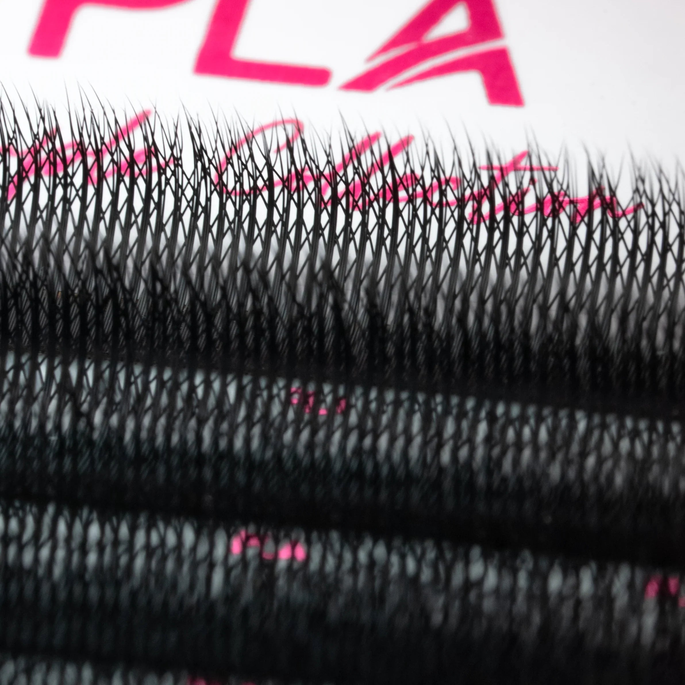 PLA Lash Extension Samples - Fairy Lash Tray (close up view of lashes in tray)