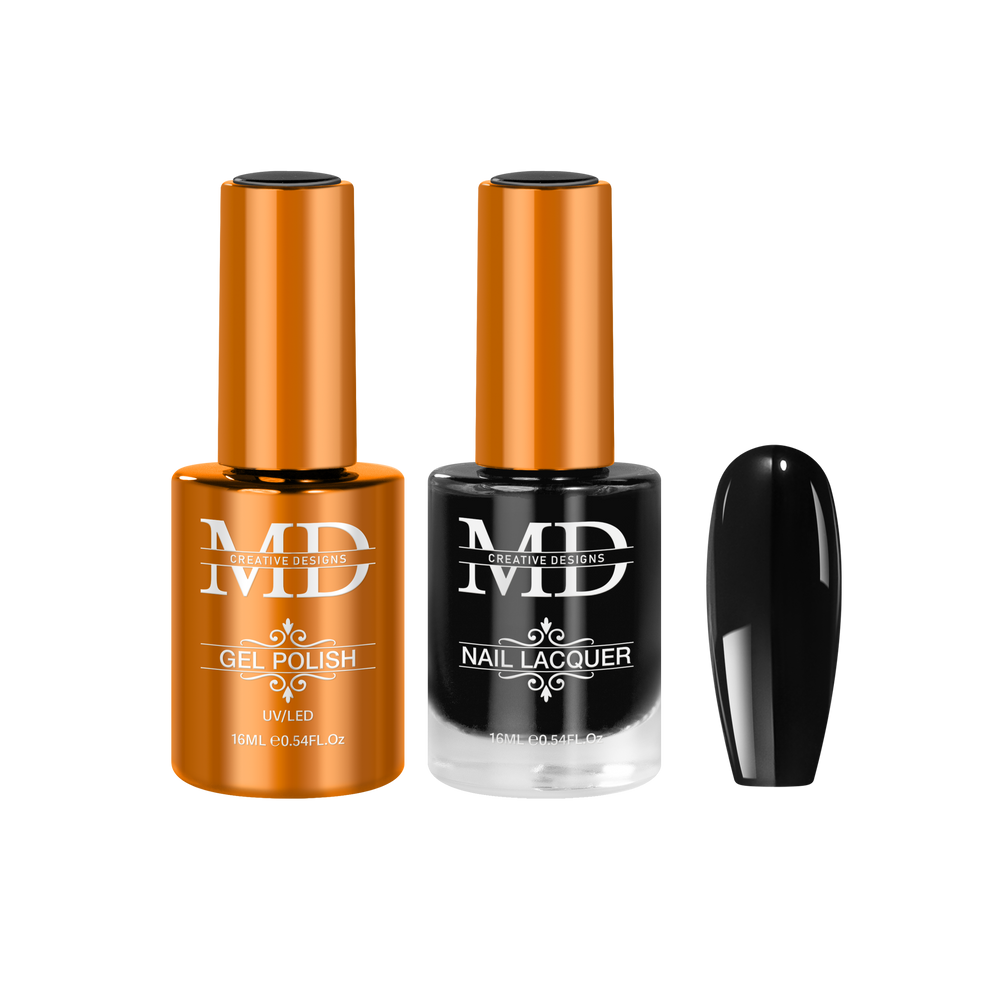 Two nail polish bottles with orange caps and orange bodies, one labeled 'Gel Polish' and the other 'Nail Lacquer', on a white background.