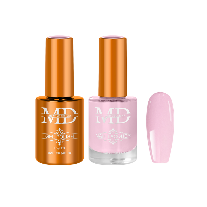 Two nail polish bottles with a pink nail tip swatch on a white background