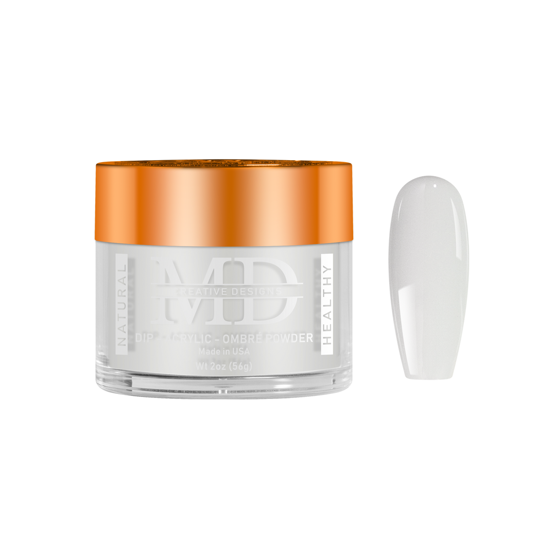 White nail powder jar with orange cap on a white background