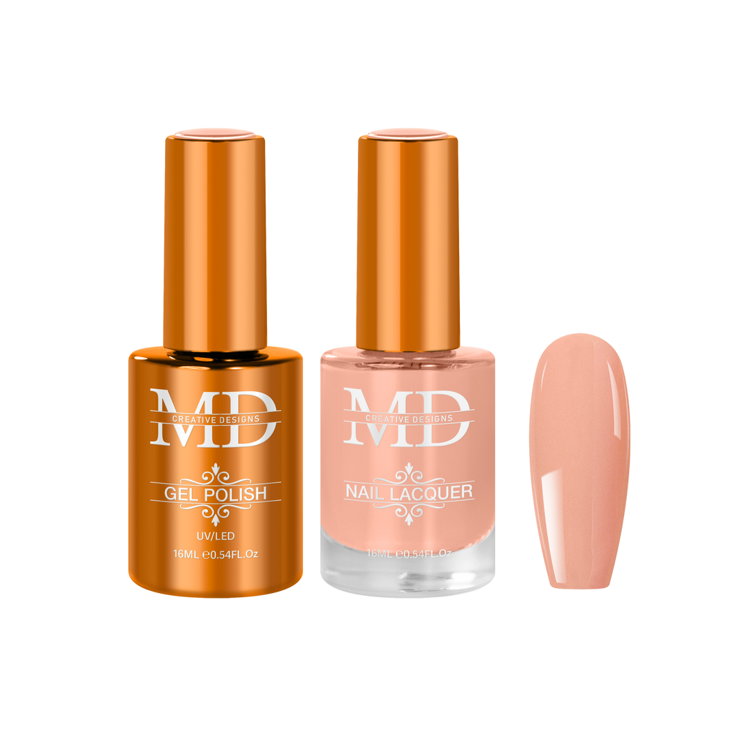 Two nail polish bottles with a matching nail tip swatch on a white background