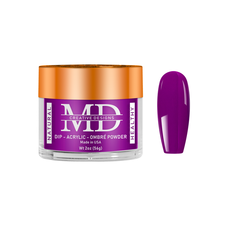 Purple nail powder container with orange lid on a white background