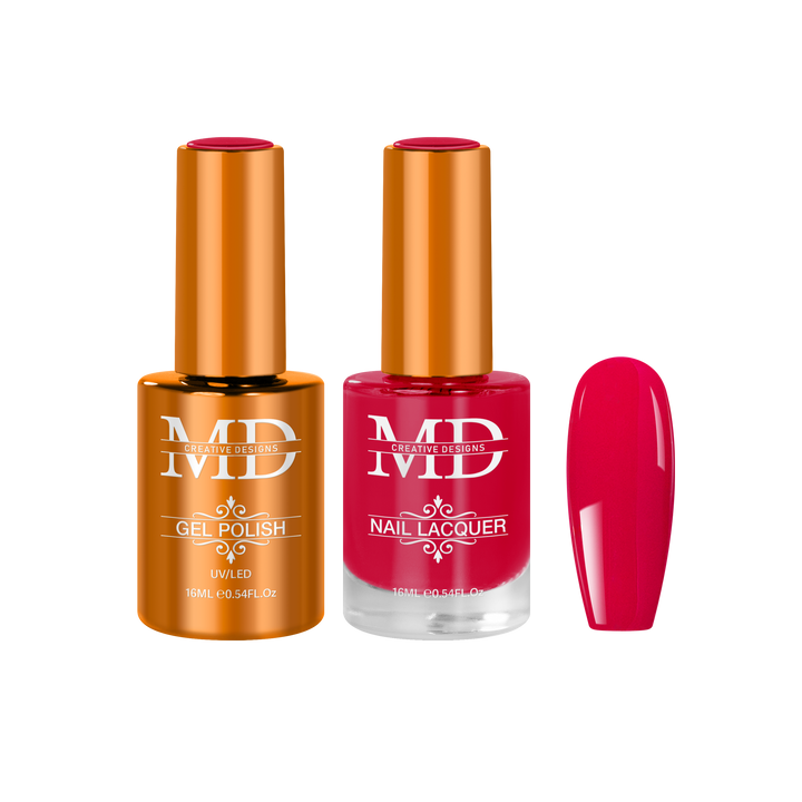 Two nail polish bottles with a pink nail tip swatch on a white background