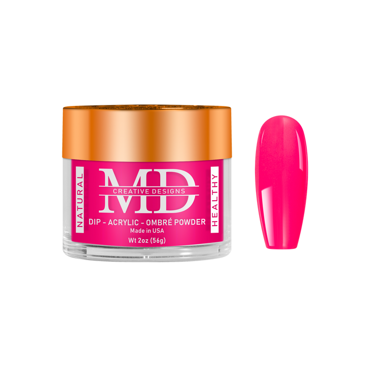 Pink nail powder in a jar with an orange lid on a white background
