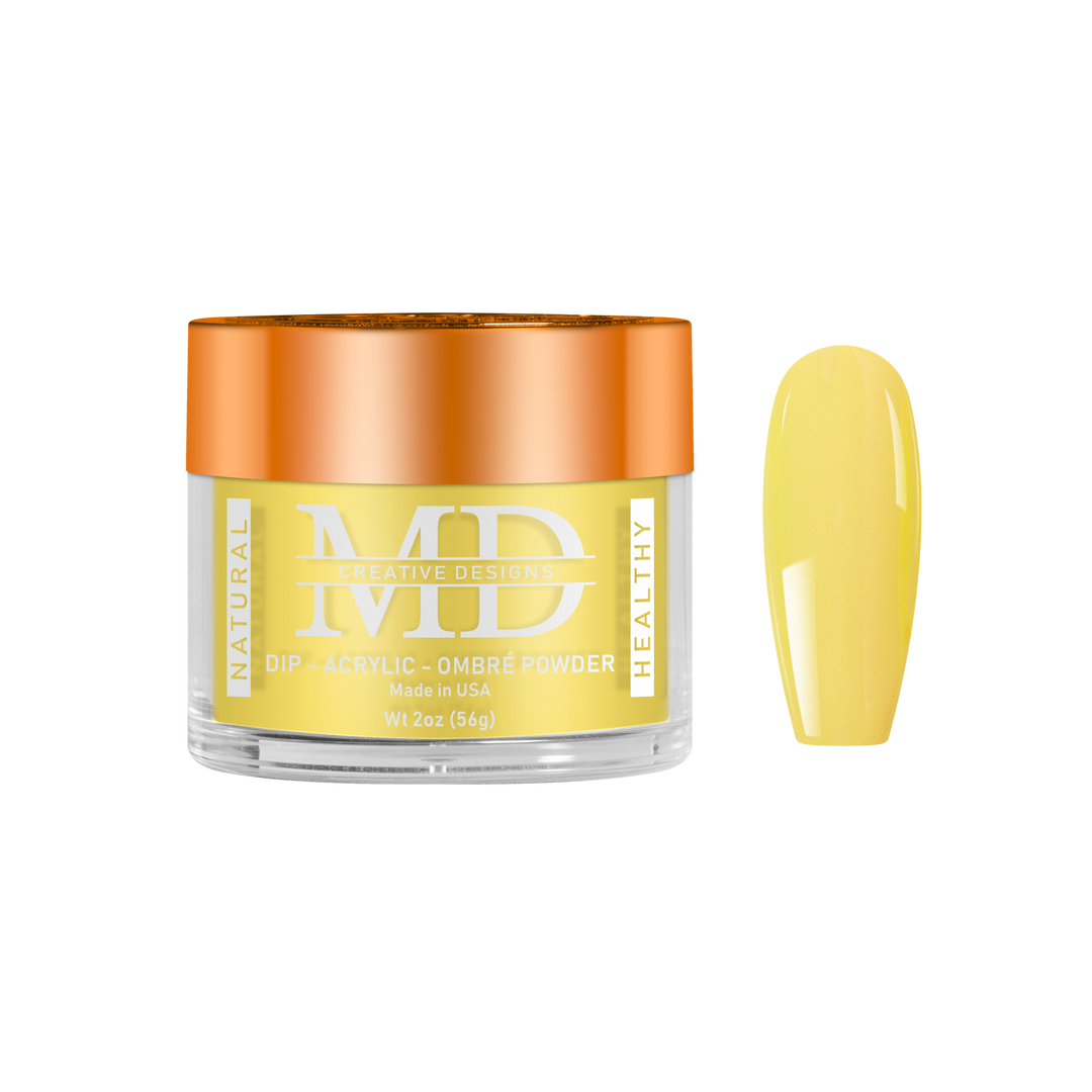 Yellow powder in a jar with an orange lid on a white background