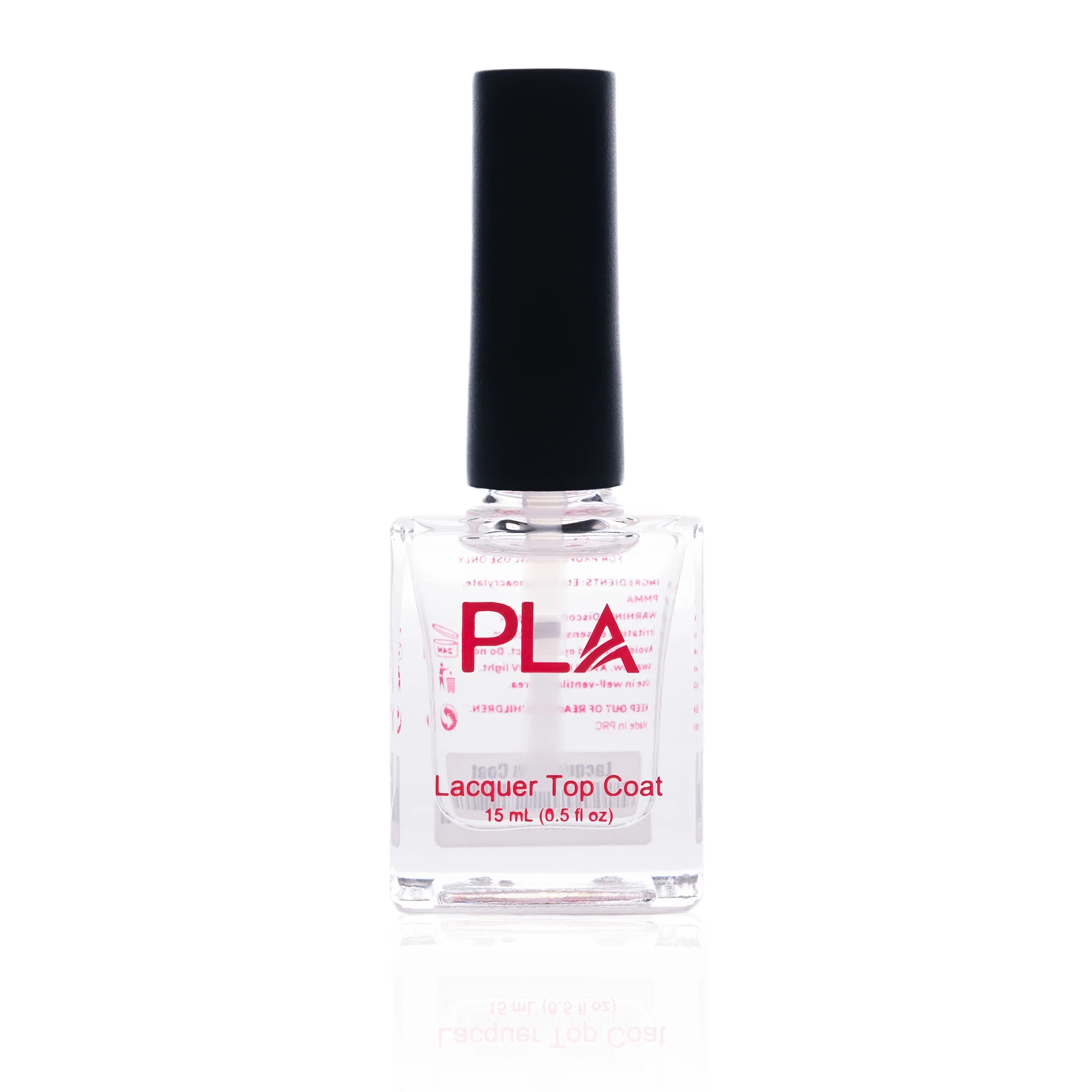 PLA Lacquer Top Coat Nail Polish (front view of bottle)