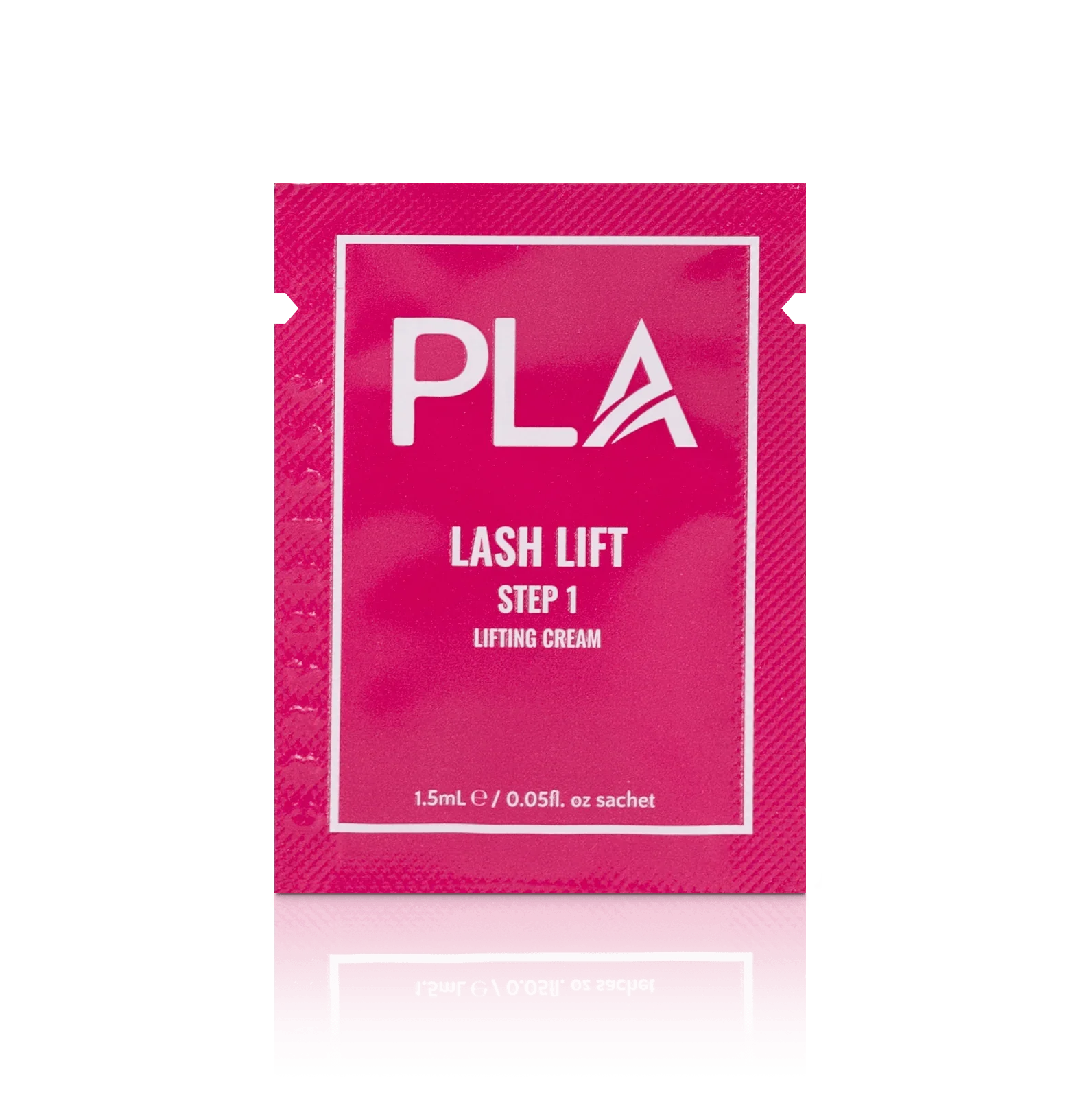 PLA Lash Lift and Tint Line: Lash Lift Step 1 Sachet (front view of the sachet)