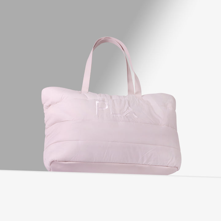 Pink tote bag with &