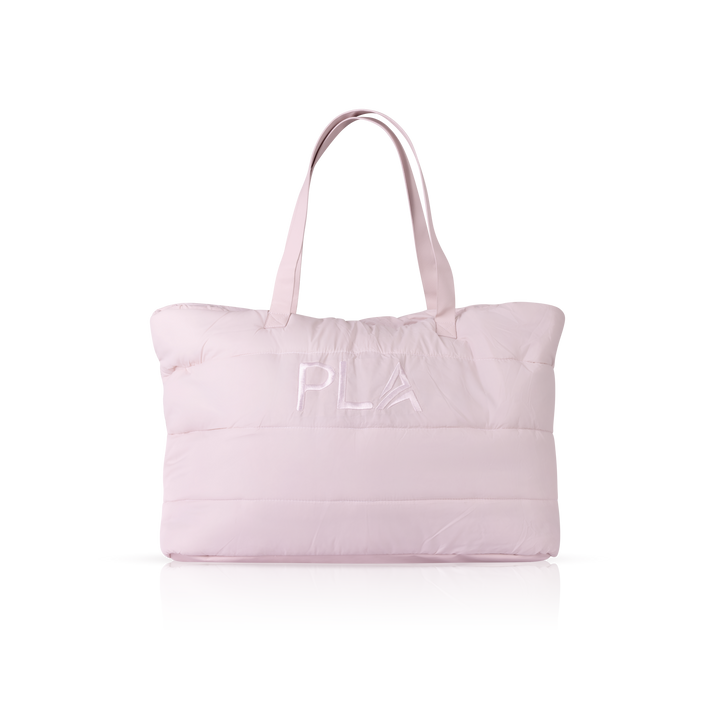 Pink tote bag with &