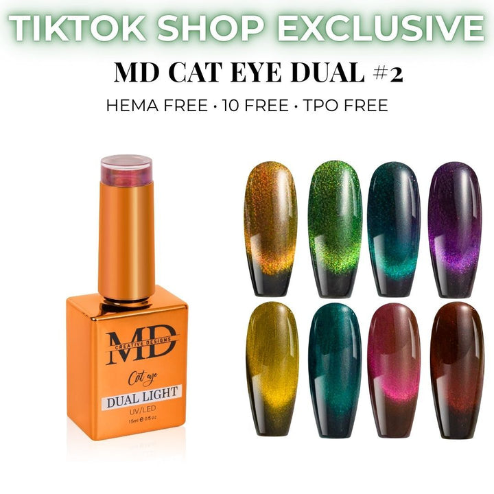 Nail polish bottle with colorful nail tip color swatches on a white background, labeled as TikTok Shop Exclusive.