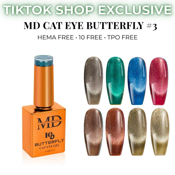 Nail polish bottle and colorful nail tip color swatches on a white background