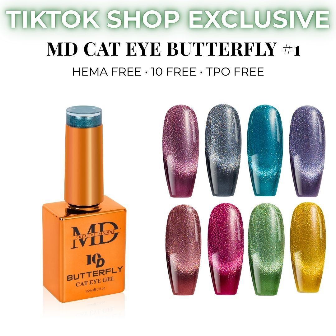 Orange nail polish bottle with colorful nail tip color swatches on a white background, labeled &