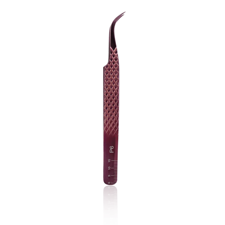 PLA P6 Ultimate Volume Tweezers (front view of Limited Edition Sangria tweezer)