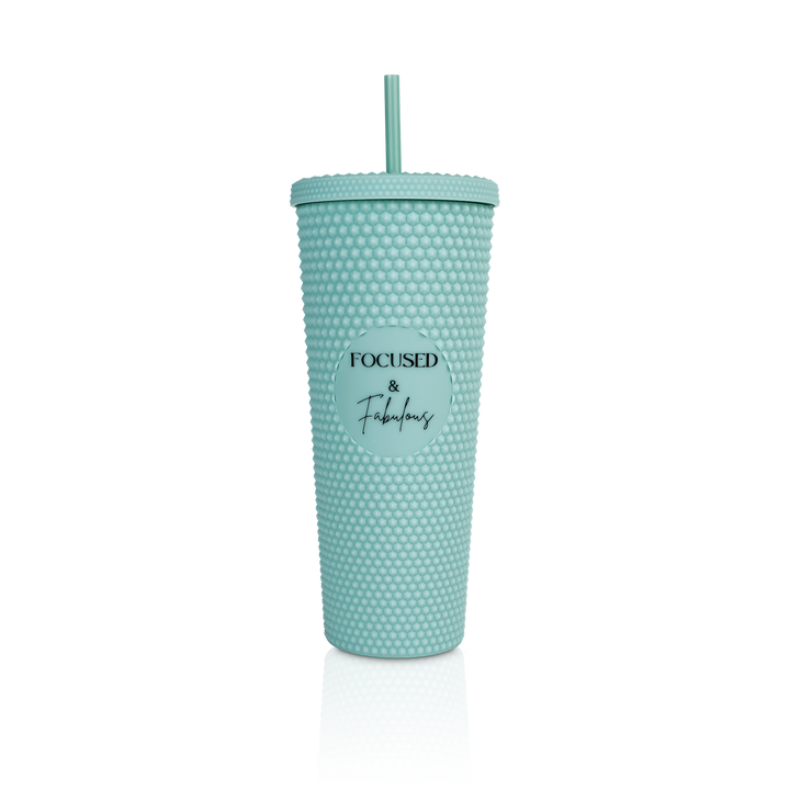 Studded Mint Focused & Fabulous Tumbler (FINAL SALE)