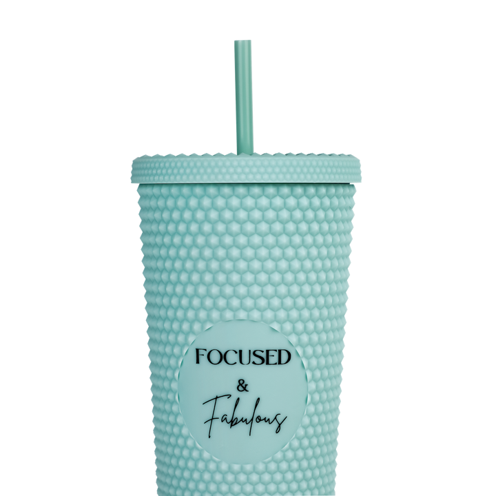 Studded Mint Focused & Fabulous Tumbler (FINAL SALE)