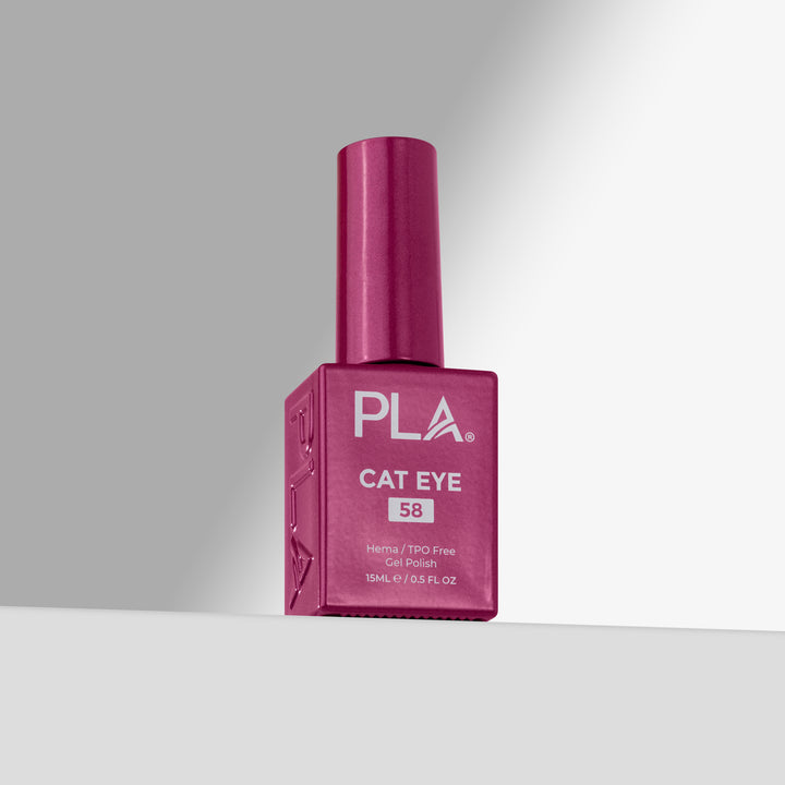 PLA pink cat eye gel polish bottle on a gray background