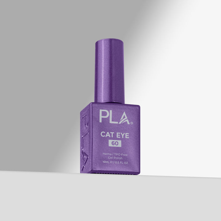 PLA purple cat eye gel polish bottle on a gray background
